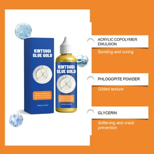 Kintsugi gold glue detail view showing ingredients for professional ceramic repair