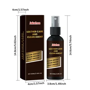 Dimensions detail of Jakehoe 100ml leather care and clean agent spray and packaging