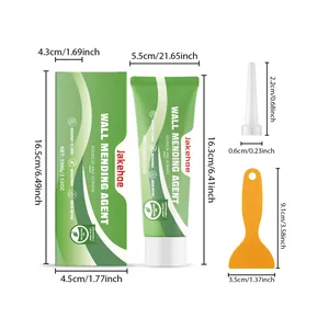 Complete wall mending agent kit dimensions showing the 100g tube and essential tools