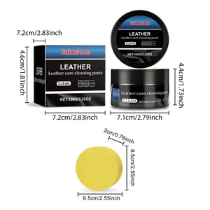 Dimensions and packaging details of 100g leather care cleaning paste with yellow sponge