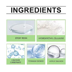Wall repair kit ingredients detail showing epoxy resin and acrylic emulsion components