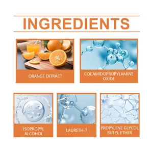 Detailed ingredient breakdown for multi-purpose cleaning paste with orange extract.