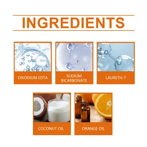 Detailed ingredient breakdown for cleaning paste featuring natural coconut and orange oils.
