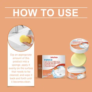 Jakehoe multi-purpose cleaning cream usage guide with sponge application.