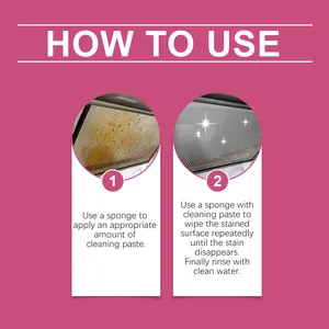 Step-by-step instructional guide showing how to use the kitchen stainless steel cleaning paste.