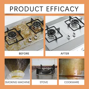 Heavy-duty grease cleaning paste before and after results for kitchen stoves and hoods