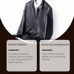Close-up of a clean black leather jacket showing professional care and maintenance results.