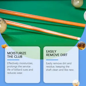 Close-up of billiard cue maintenance paste effects on wooden shafts for cleaning