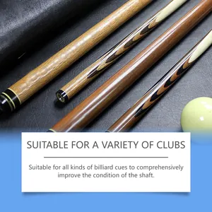 Detailed view of various billiard cue shafts showing high-quality wood grain and texture