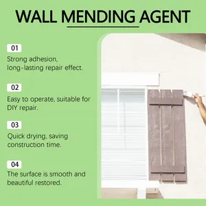 Detail view of wall mending agent being applied to a shutter for DIY repair.