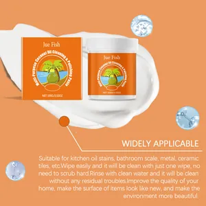 Detail of Jue Fish cleaning paste showing the creamy texture and orange packaging