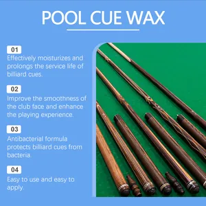Detail showing smooth wood pool cues highlighting effective wax maintenance benefits