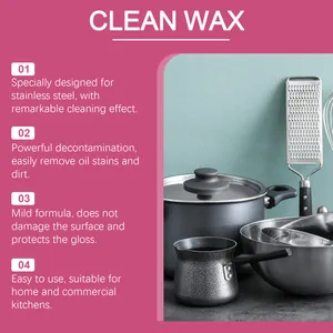 Powerful stainless steel cleaning wax for removing stains and polishing kitchenware