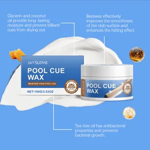 Detail showing JAYSUING Pool Cue Wax ingredients like beeswax and tea tree oil
