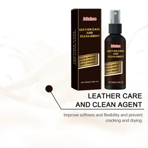 Detail view of Jakehoe leather care and clean agent bottle and packaging spray nozzle