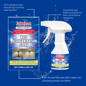 Detailed view of cleaning ingredients for Jakehoe wall decontamination spray 100ml bottle