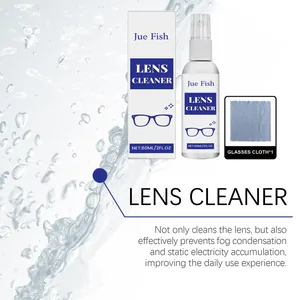 Jue Fish 60ml lens cleaner spray with anti-fog microfiber cloth for daily glasses care