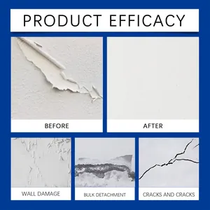 Comparison of wall repair results showing effective treatment of cracks and peeling