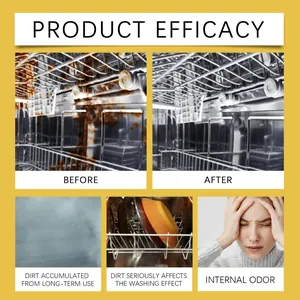 Visual efficacy comparison of dishwasher cleaner tablets removing rust and scale