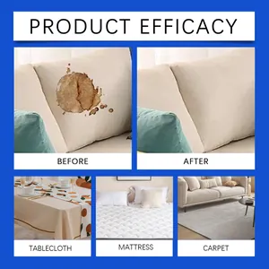 Efficacité du nettoyant mousse pour tissus avant et après l'élimination des taches
