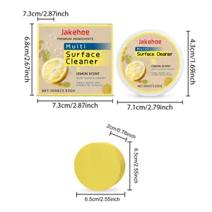 Detailed dimensions of JAKEHOE multi-surface lemon cleaner with sponge and box