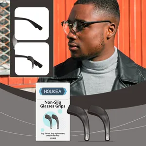 Detail view of non-slip black silicone glasses grips for active lifestyle stability