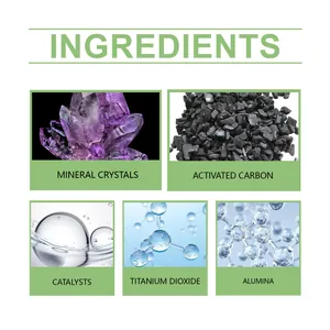 Belangrijkste ingrediënten van luchtreinigerparels: actieve kool en minerale kristallen