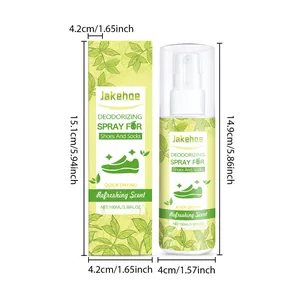 Dimensions of Jakehoe 100ml deodorizing spray for shoes and socks shown on white background