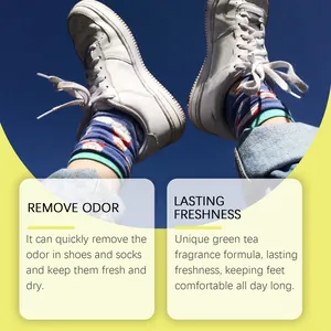 Detailed benefits of green tea fragrance shoe and sock deodorant spray for freshness.