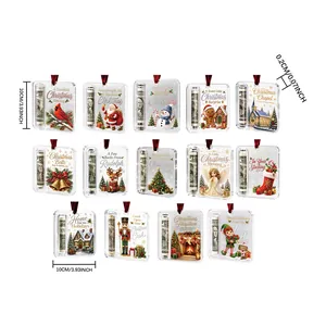 Set of 14 Christmas acrylic ornaments with money holder design, 10cm x 10cm size