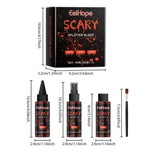 Vista dettagliata delle specifiche con dimensioni esatte per spray di sangue finto Halloween.