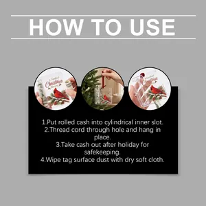 Step-by-step instructions on how to use the cardinal acrylic money holder ornament