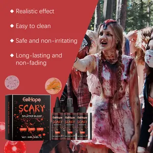 Set di sangue finto realistico per Halloween con spray e gocce per trucco horror.