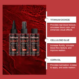 EELHOPE Set di sangue finto realistico per Halloween con spray, gocce e trucco liquido
