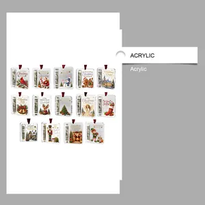 Close-up view of 14-piece acrylic Christmas money holder ornaments with festive art designs