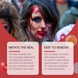 Effetto trucco realistico con sangue finto di Halloween, formula liscia e facile da pulire