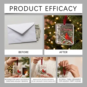Detail showing the innovative 3D Christmas ornament as a creative money holder gift