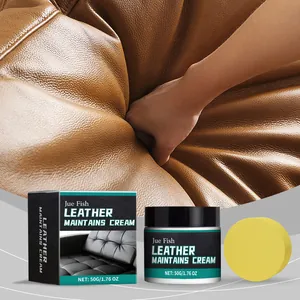 Close-up of Jue Fish leather maintains cream for professional sofa and furniture care