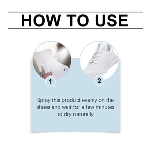 Step-by-step instructions for applying deodorant spray to freshen white sneakers