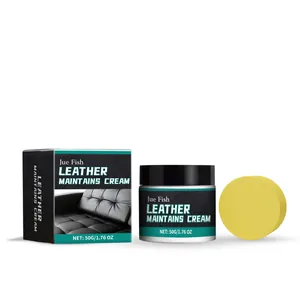 Jue Fish leather care cream for furniture and sofa cleaning, 50g jar with sponge