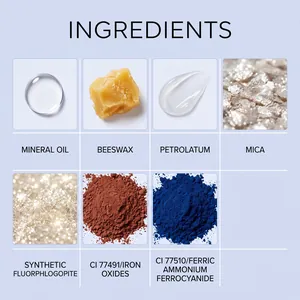 Elenco ingredienti per stick trucco glitterato con olio minerale, cera d'api e mica.