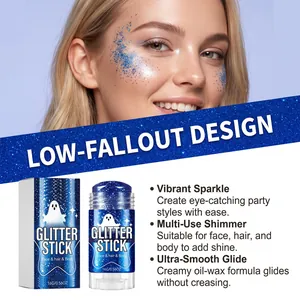 Stick glitter blu per viso e corpo, perfetto per creare look festivi brillanti e vivaci