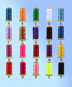 Selezione di 20 spolette di filo da cucito colorate etichettate da A a T
