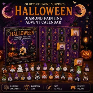 Halloween 31-day advent calendar featuring DIY diamond painting gnome ornaments