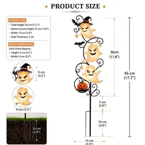 Solar Halloween ghost garden stake lights product size and dimensions diagram