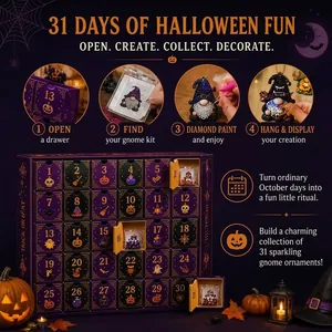 31-day Halloween advent calendar featuring DIY diamond painting gnome ornaments set