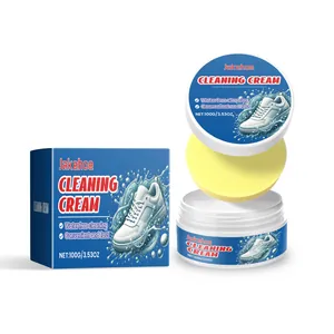JAKEHOE shoe cleaning cream 100g with yellow sponge for water-free stain removal