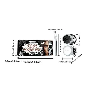 Kit de peinture corporelle noir et blanc Eelhope Halloween avec dimensions et pinceaux