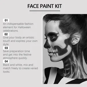 Kit professionnel de peinture faciale squelette noir et blanc pour les fêtes d'Halloween