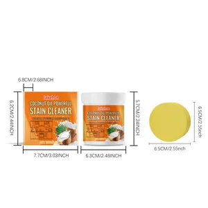 Dimensions du nettoyant à l'huile de coco Jakehoe et de l'éponge de nettoyage jaune